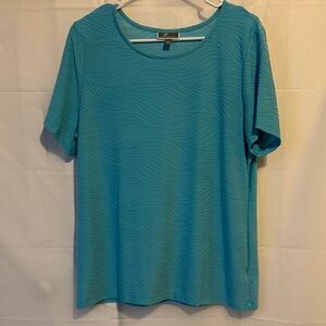 JM Collection Ladies Jacquard Top Short-Sleeve Large Coupe Neck